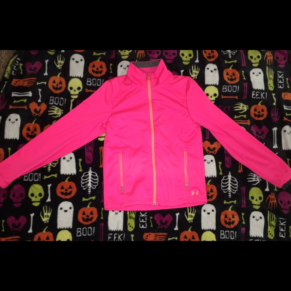 Girls hot pink under armour jacket size L